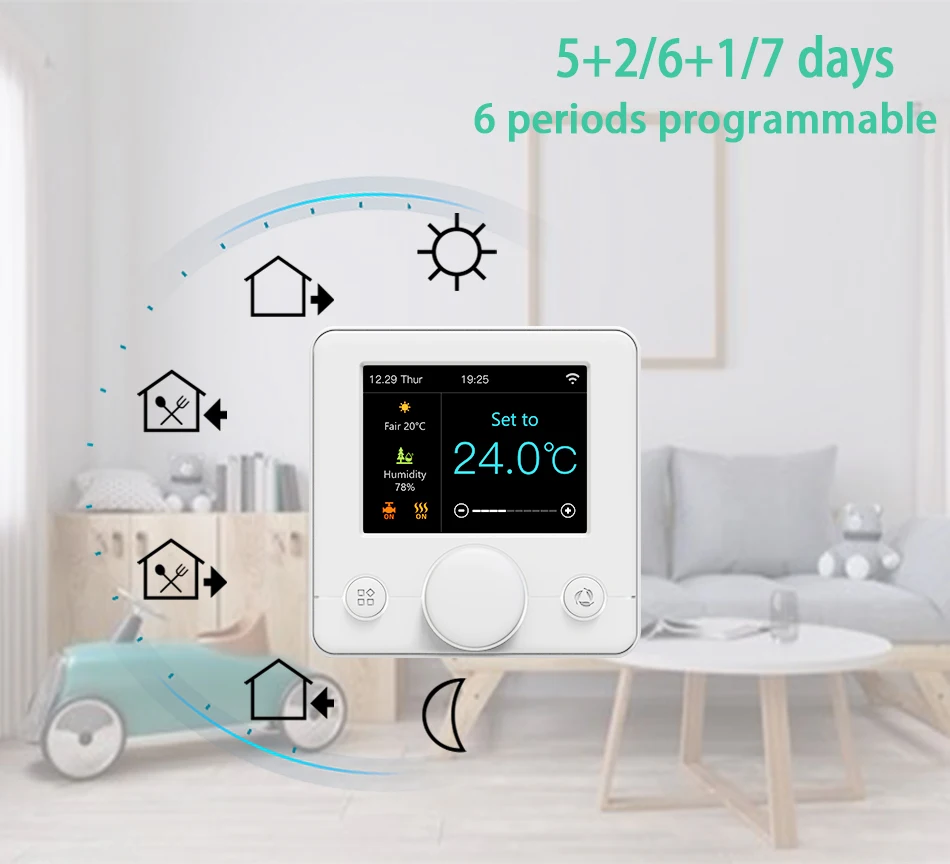 Smart WiFi Thermostat for Water/Electric Floor Heating Gas Boiler Room Temperature Controller Humidity Tuya Google Home Alexa