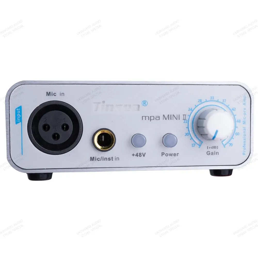 Tinsea MINI II 70dB Gain Adjustable Microphone Preamp Dynamic Microphone Instrument Effect Amplifier Audio Interface Microphone