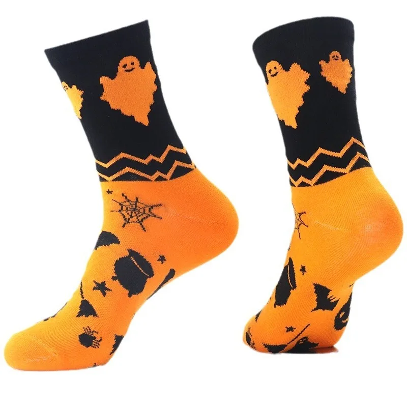 Halloween Gift Socks, Men\'s And Women\'s Mid Tube Socks, Couple\'s Casual Funny Socks, Bat Pumpkin Ghost Witch Element Socks