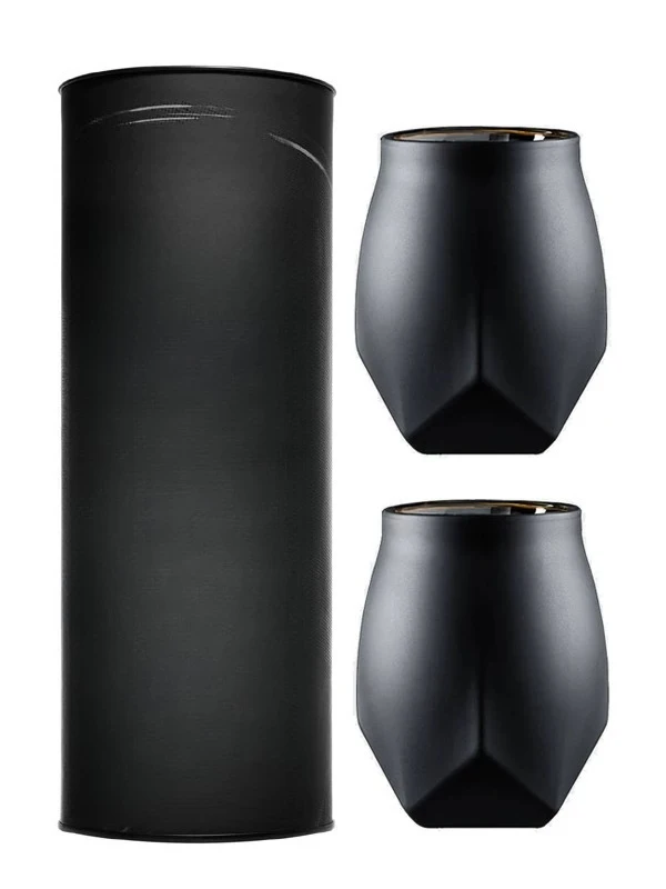 Crystal Whiskey Glasses 2 Pack, Black