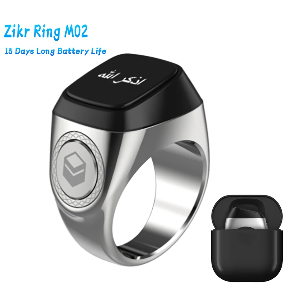 

20mm Tally Counter Bluetooth-compatible 5.1 5 Prayer Time Smart Tally Counter Ring 0.49 Inch OLED Display Zinc Alloy for Muslims