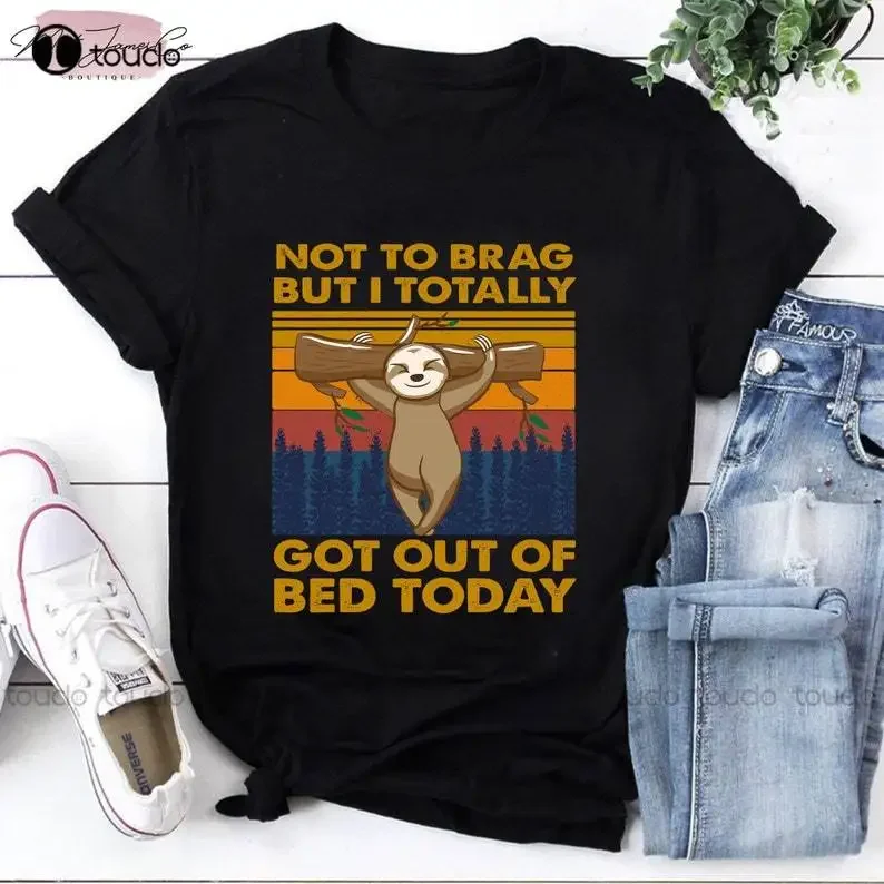 Sloth Not To Brag But I Totally Got Out Of Bed Today Vintage T-Shirt, Sloth Tshirt, Animal Lover Shirt, Funny Animal Shirt