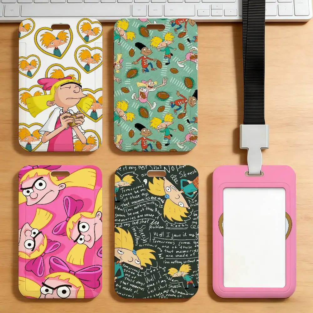 ¡Hola Arnold! Portatarjetas de dibujos animados, funda protectora para tarjetas de acceso al trabajo, autobús, metro