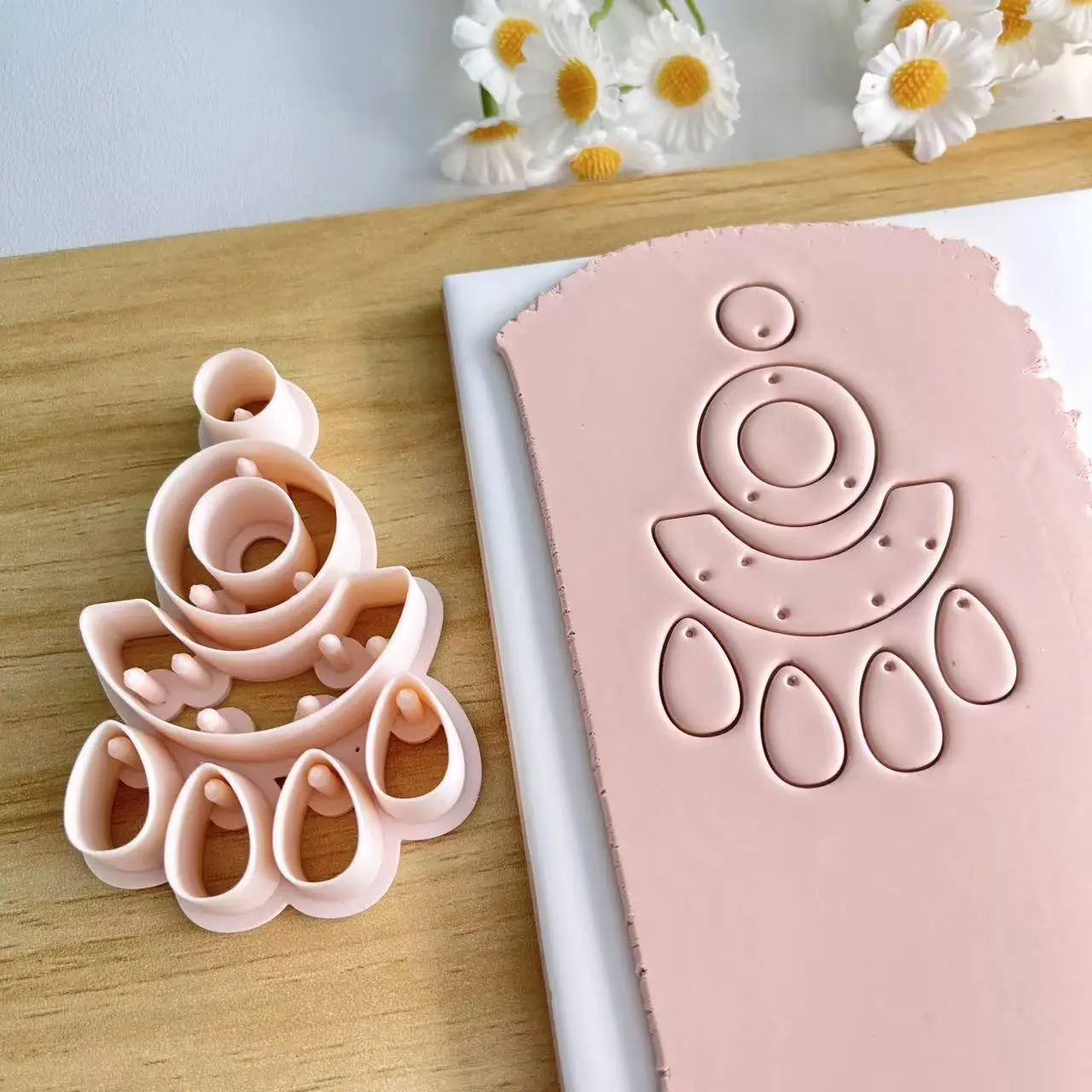 HOT Boho Bohemian Style Polymer Clay Cutter Feather Fan Lotus Geometry Shape Clay Embossed Molds for Earrings Jewellery Making