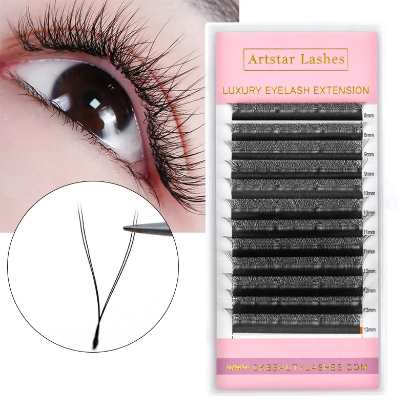 ARTSTAR YY Shape Eyelash Extension Hand Woven Premium Soft Light Natural Two Tip Lashes Wholesale