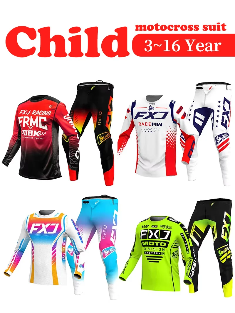 motocross gear set child 3 4 5 6 7 8 9 10 11 12 years boy Enduro racing suit girl cross MX MTB Off-road Jersey Pant Kits ATV