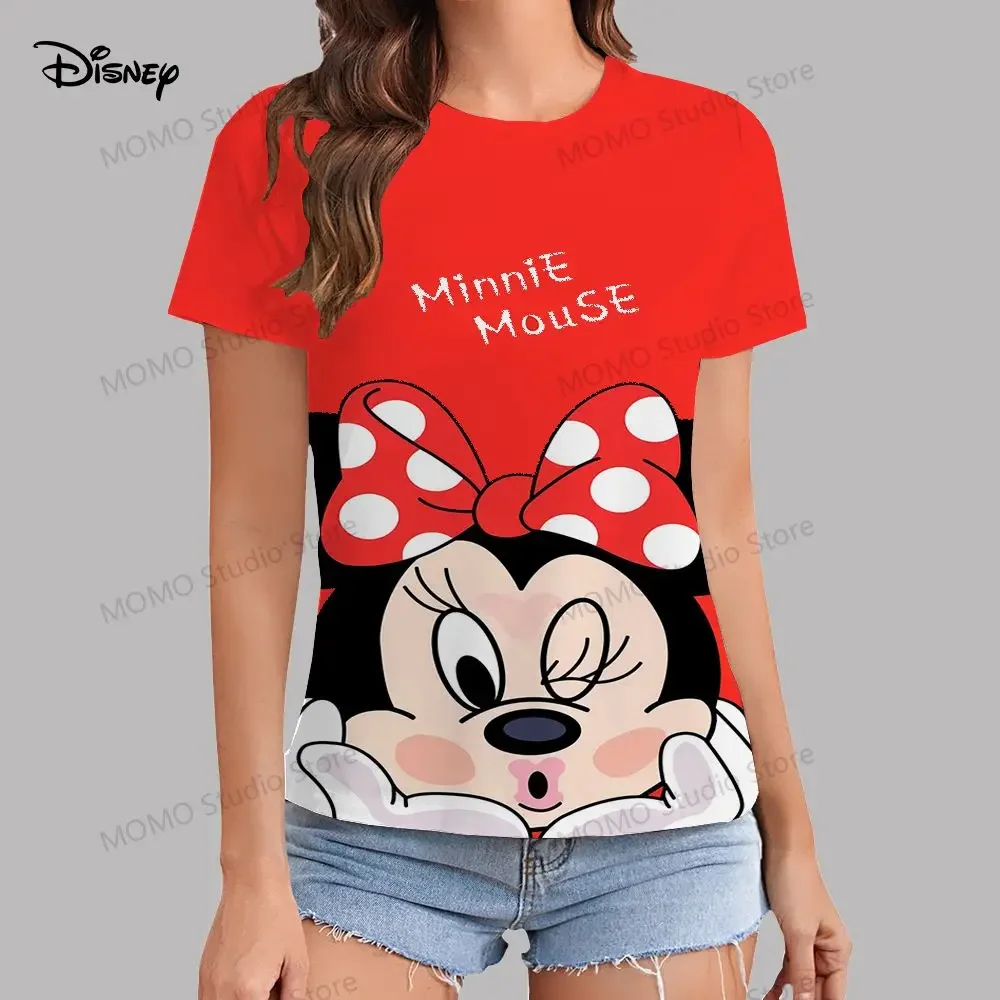 

Girls Summer T-shirt Disney Mickey Mouse 100-6XL Summer O Collar Y2k 2024 Short Sleeve T-shirt Young women street cute outfit