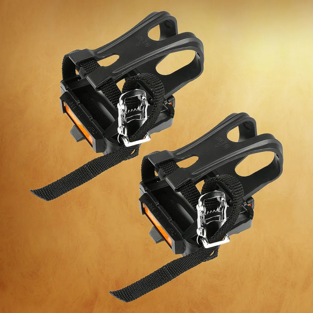 1Pair Heavy Duty Nylon Cycling Pedal Toe Clip Straps for Road Bike Mountain Bike Fit Pedals with Reflector Hole Or Slot