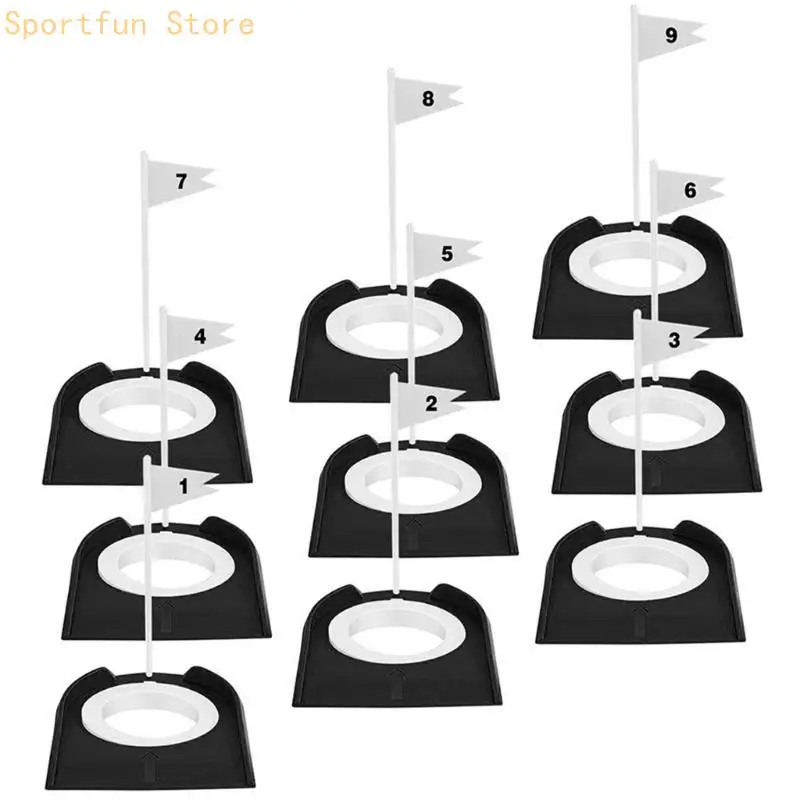 

X7JD 9Pcs Golf Practice Golf Putting Cup Golf Putting Mat Indoor Golf Putting Mat Set