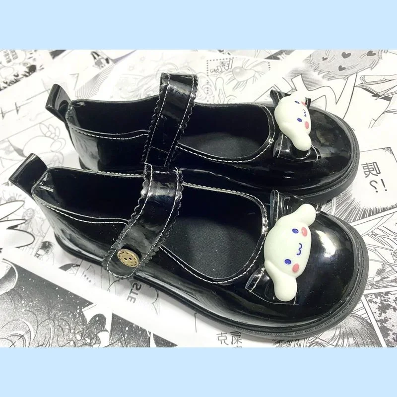 Kawaii Sanrio Kuromi  Hello Kitty Handmade Cute Womens Shoes Japanese Lolita Jk Uniform Leather Shoes Women Shoes Lolita Shoes