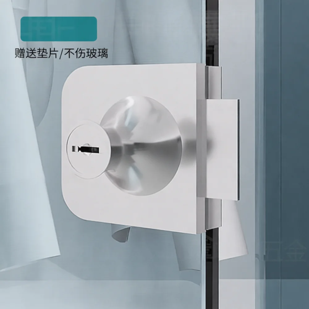 Modern Drill Free Sliding Glass Door Lock Stainless Steel Security Latch For Display Cabinet Showcase Furniture