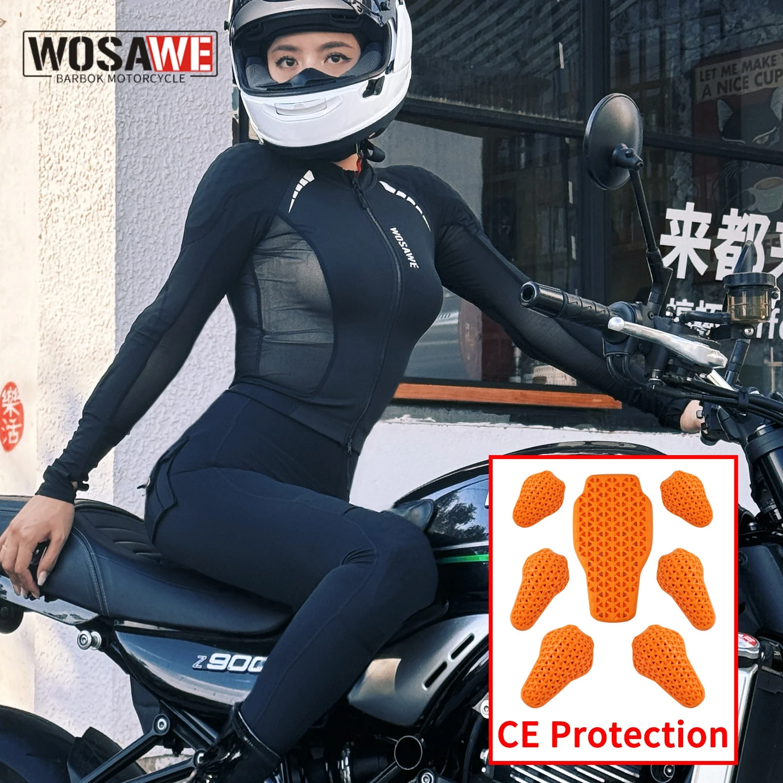 

WOSAWE Women Motorcycle Jacket Lady Full Body Armor Set CE Certified Summer Riding Safety Jacket Pants Built-in Protective Pads