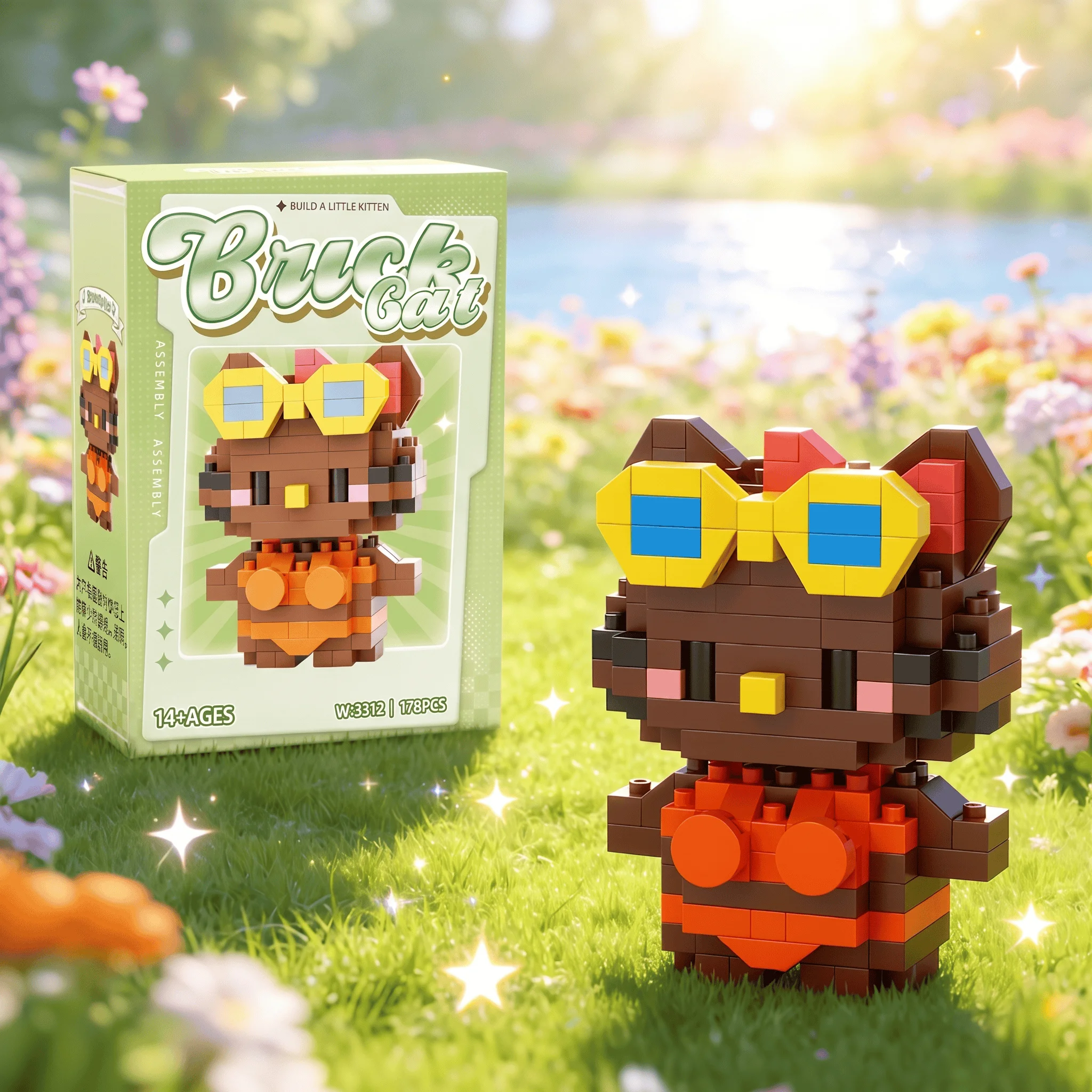MiniKitten Baustein-Set Niedliche Cartoon-Katzen-Figuren DIY Lernspielzeug für Schreibtischdekoration Ideales Geschenk für Alle Altersgruppen – Detail 4