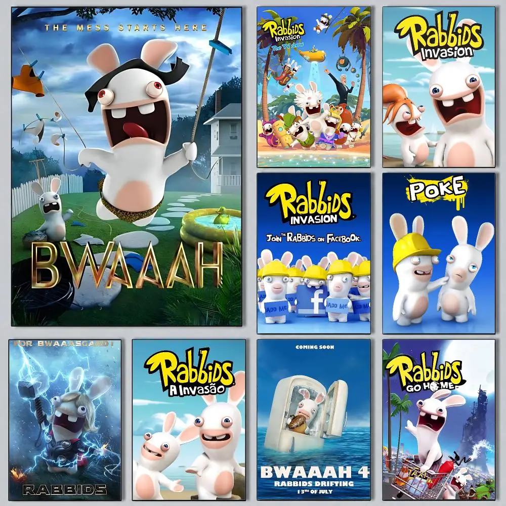 Modern Aesthetic Wall Art Poster animation Rabbids Invasion Poster for Office Home Decor Interior Large Wall Picture Print