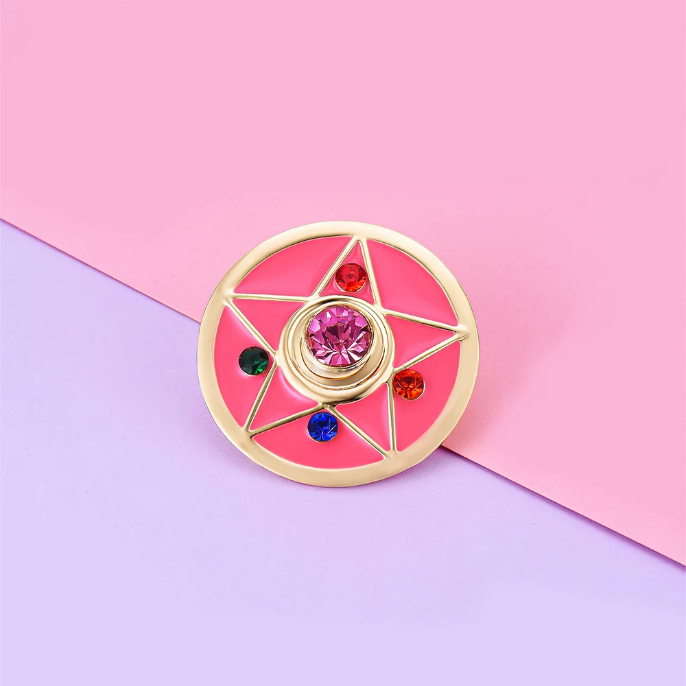 Anime Sailor Moon Enamel Pin Girl Backpack Lapel Bag Pentagram Pink Brooch Badge Jewelry Gifts for Girls Fans