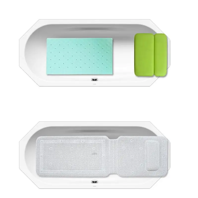 Bathtub Mat with Single Pillow Hollow Foam Spa Bathtub Pad Non-Slip - Bathtub Anti-skid cushion with pillows