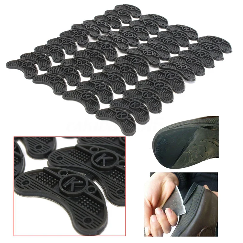 AB47-200PCS 20-Pair Rubber Heel Savers Toe Plates Taps DIY Shoe Repair Pads Size:56 X 24 X 3.1MM