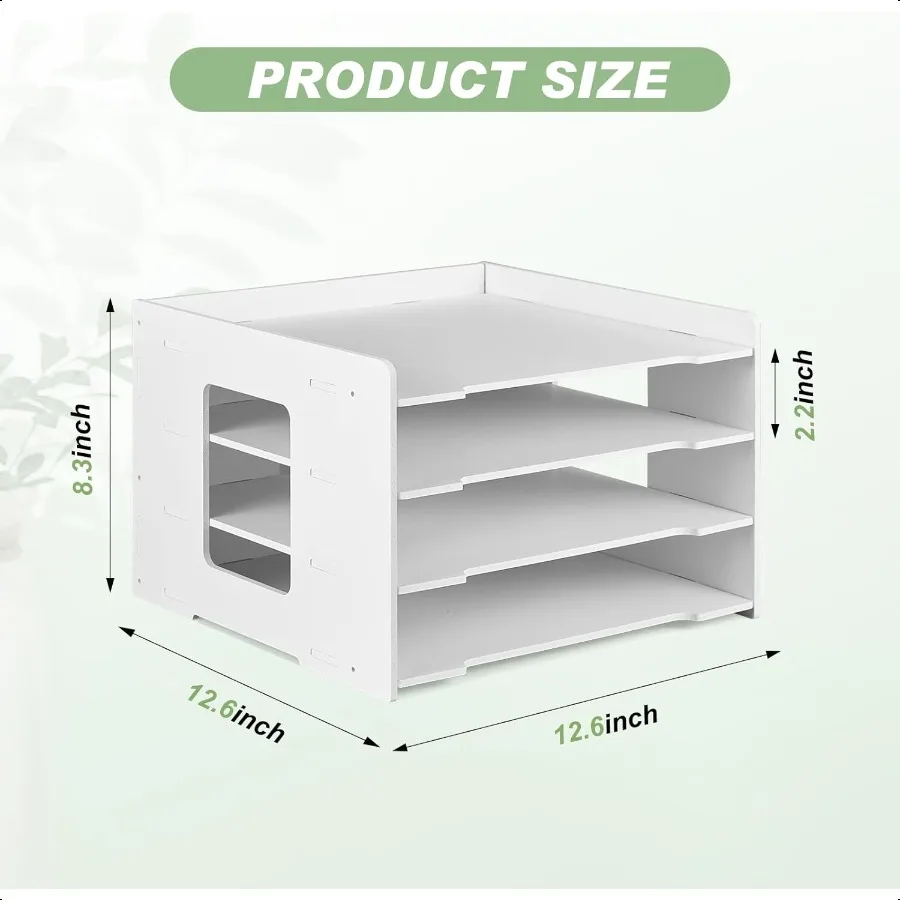 Juexica, 2 упаковки, 4-уровневый органайзер для бумаги для скрапбукинга, 12,6 x 12,6 дюймов, органайзер для файлов для стола, штабелируемый держатель для бумажных лотков для дома