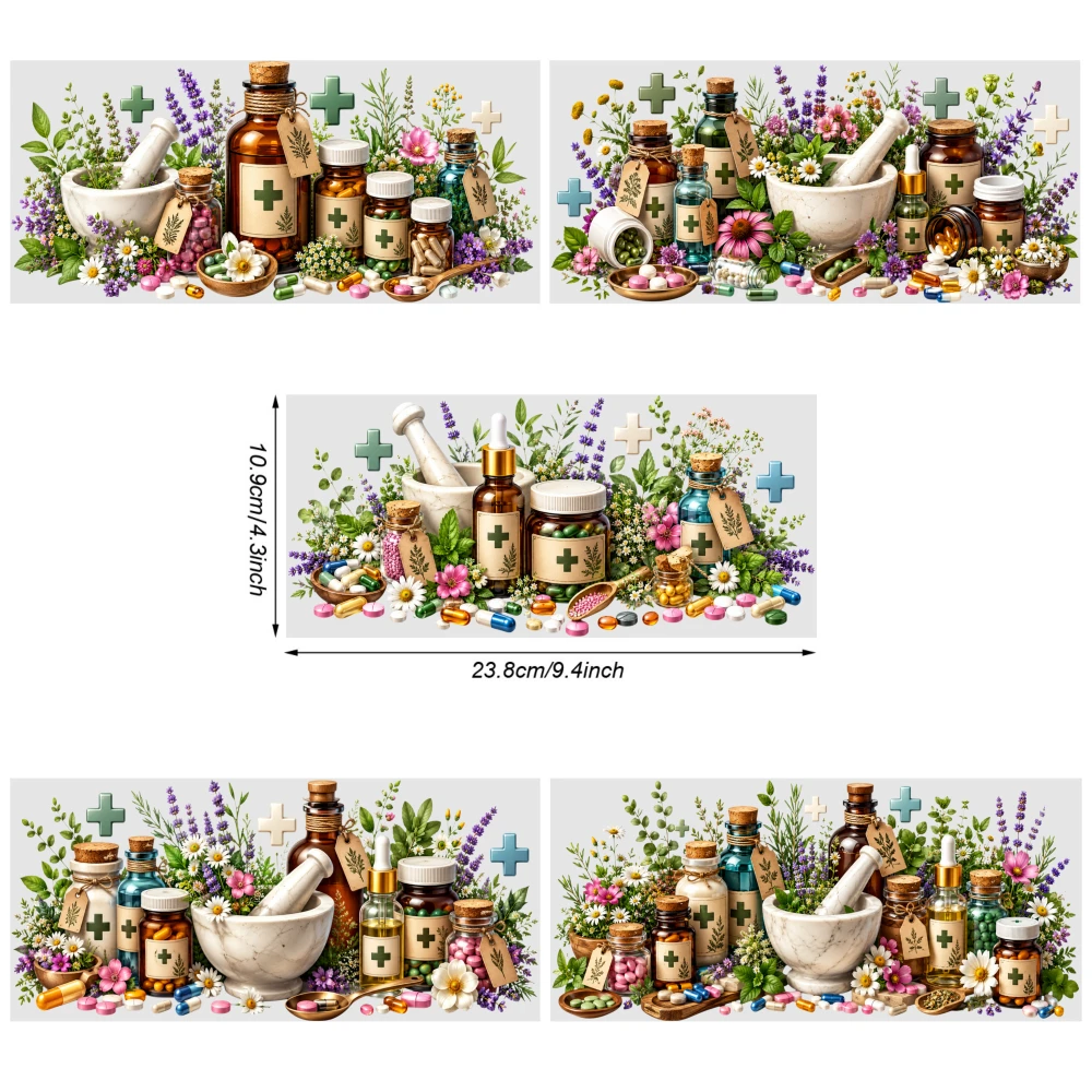 5장의 한약병 UV DTF 스티커, 유리컵용 UV DT - Herbal Wallpaper 리뷰 및 가격