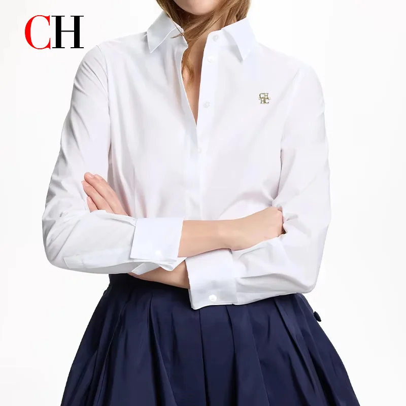 CH Women's Casual Cotton Blouse with Streetwear Style and Simple Design - Suitable for Office Wear - A Fashionable and Trendy To