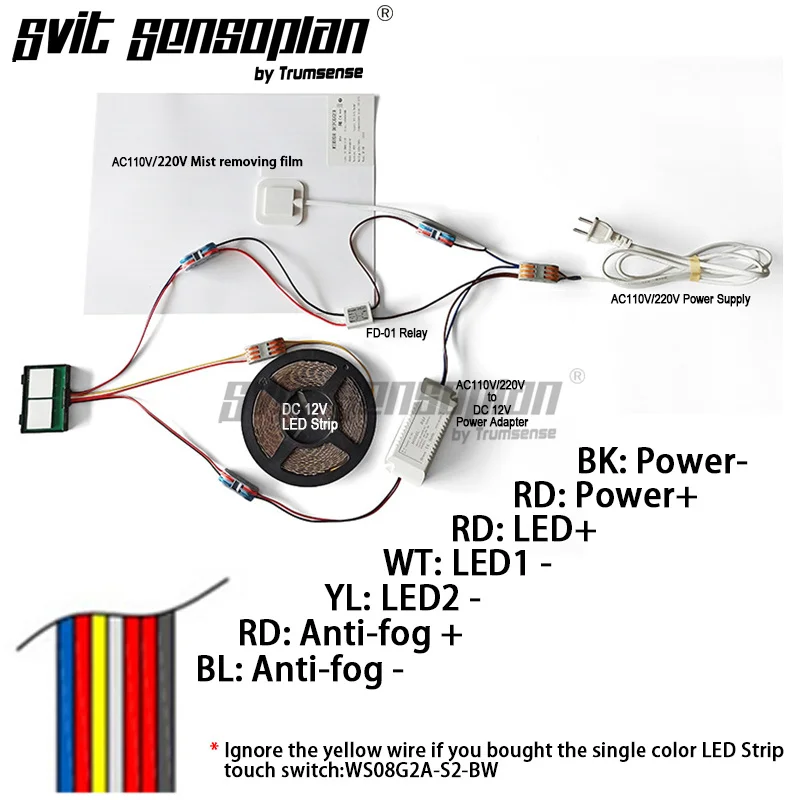 2 kolorowy pasek LED bezstopniowy Defogger regulator ściemniania