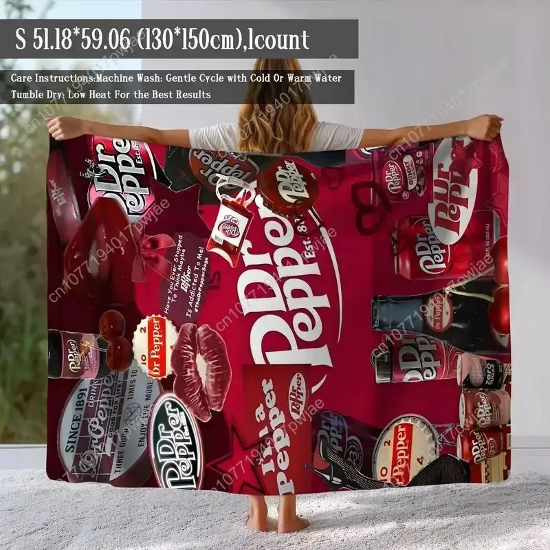 Retro Dr. Pepper Soft Throw Blanket – Vintage Beverage Pattern Blanket Rooms Cozy Nap Blanket