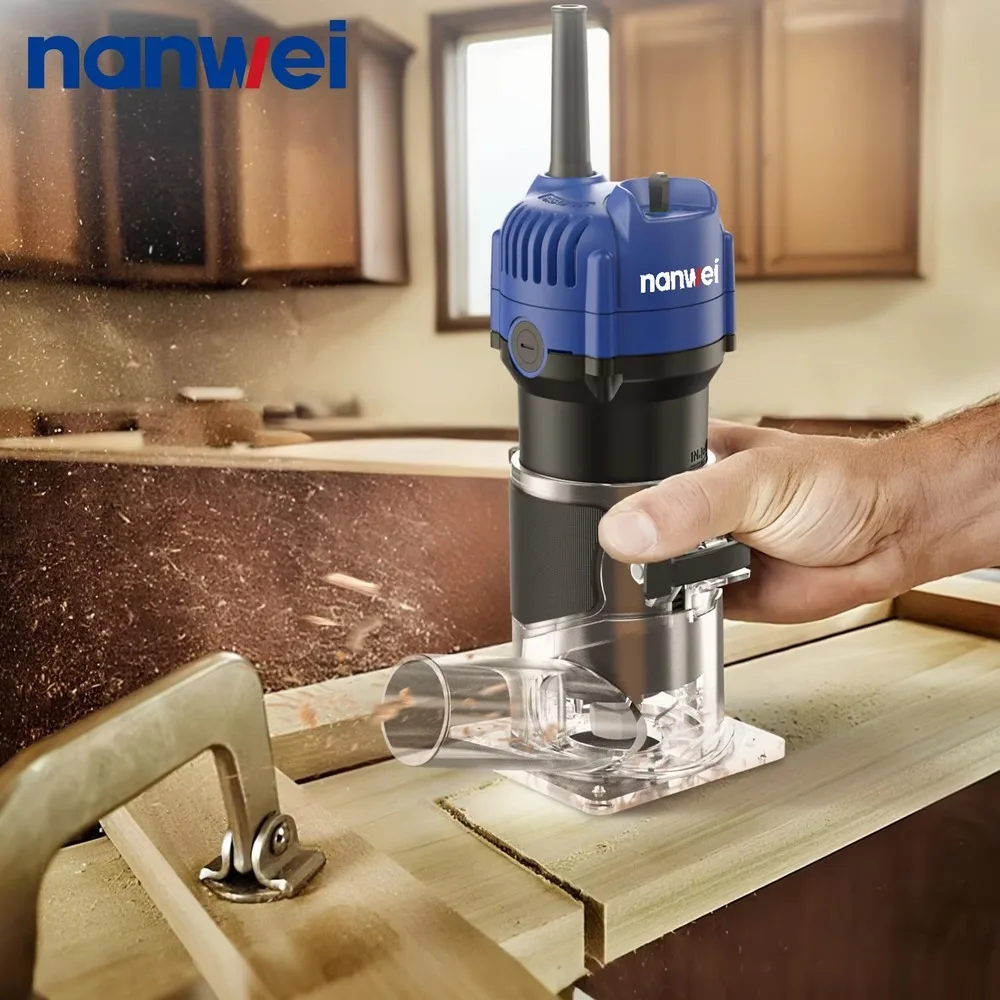 Compact Electric Hand Trimmer Woodworking Palm Router Adjustable Speed Multifunctional Carpentry Tool for Wood Slotting