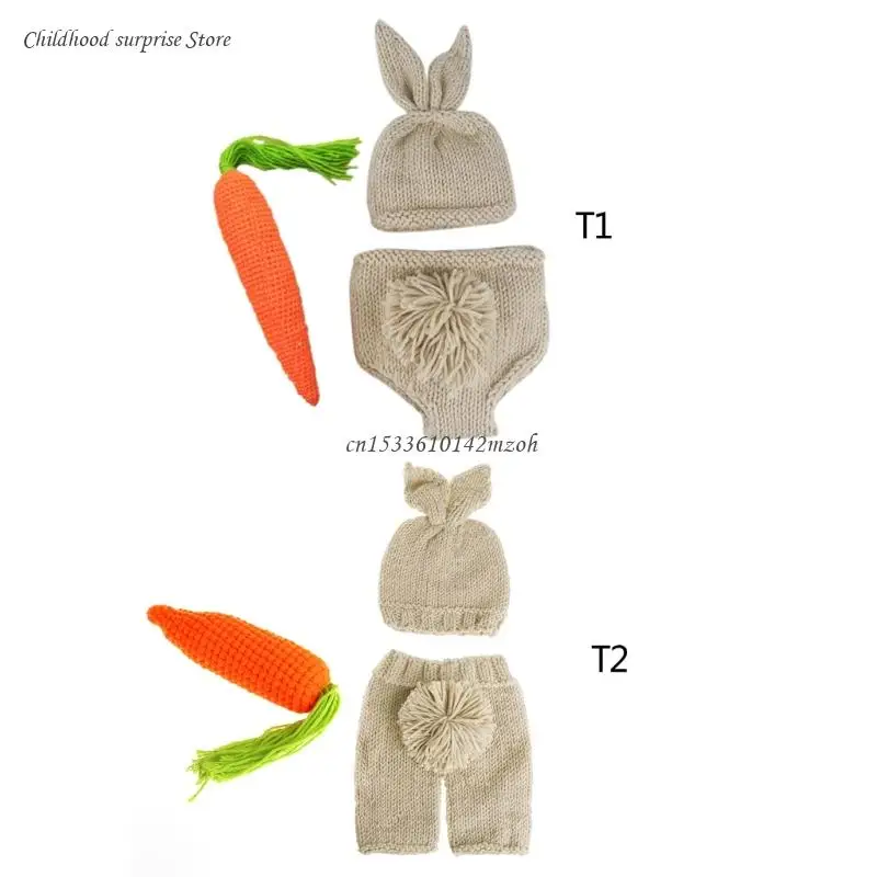 Puntelli per servizio fotografico per bambini Set costume da coniglio Mutande cappello per orecchie coniglio Puntelli per