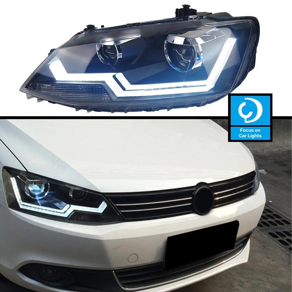 Car Front Headlight  For VW Jetta MK6 Head Lamp Styling Dynamic Turn Signal Lens angel eyes Automotive Accessories Assembly 2 PC