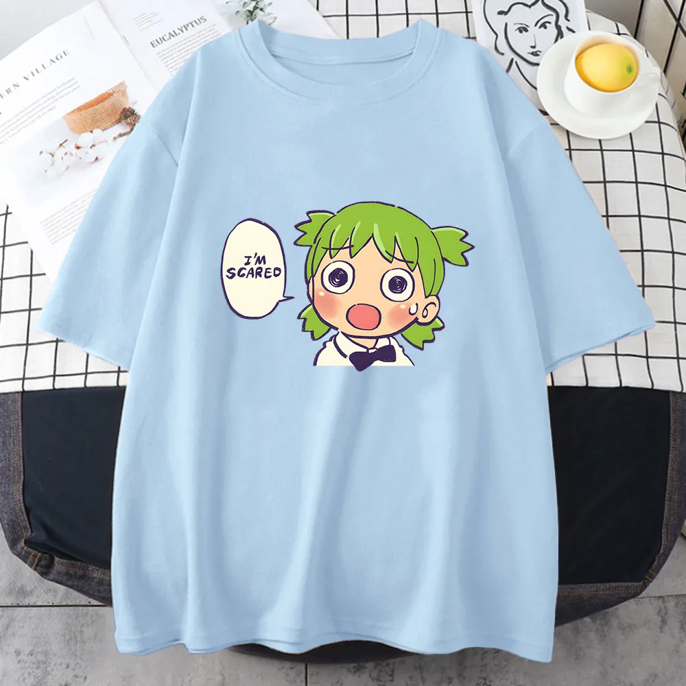 Azumanga Daioh Yotsuba تي شيرت المرأة موضة انمي ياباني بلايز 100% قطن تي شيرت الملابس النمط الكلاسيكي الشعور بالتصميم