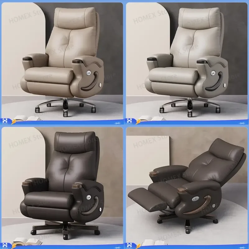 Cadeira de Escritório Executiva Ergonômica de Luxo com Encosto Alto em Couro PU, Cadeira Giratória Ajustável para Computador, Cadeira Gamer para Casa