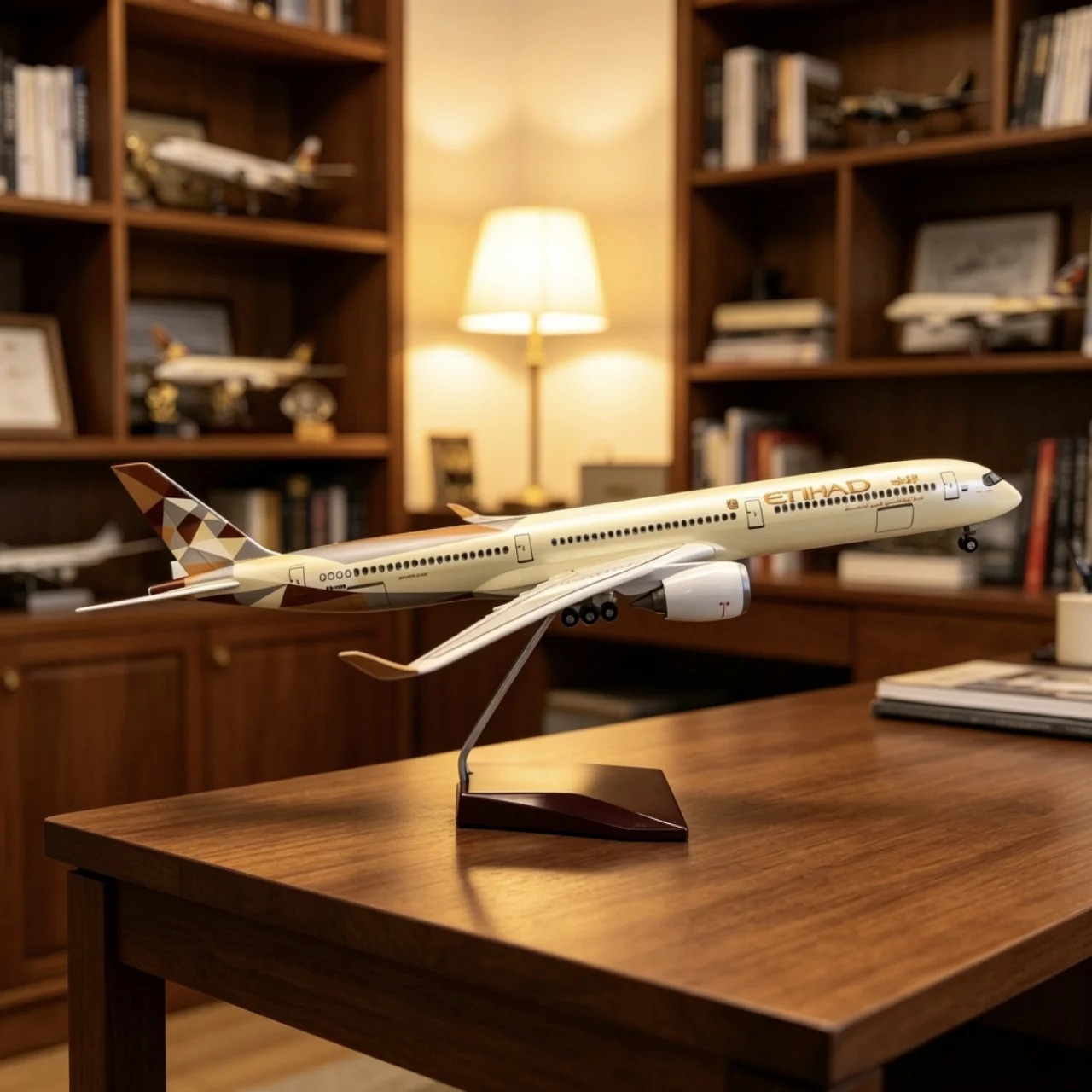 47cm Etihad Airways A350-1000 Resin Airplane Model 1/157 Scale Aircraft Diecast With Landing Gear For Aviation Collection Gifts