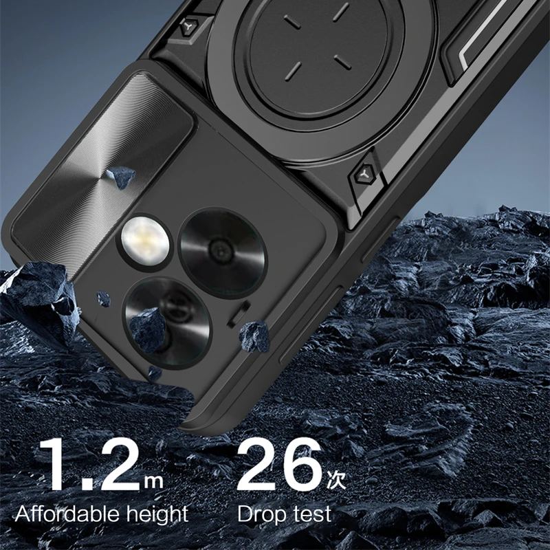 Protective Cover For Realme Note 60 50 Case With Ring Stand Holder Lens Protection Shockproof Fundas Coque Capa