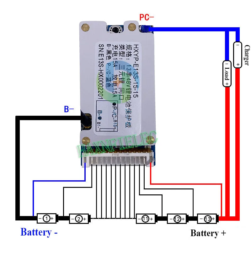 13S 48V 15A BMS Ternary Lithium Battery Protection Board For Valet car Electric Vehicle Bicycle Battery