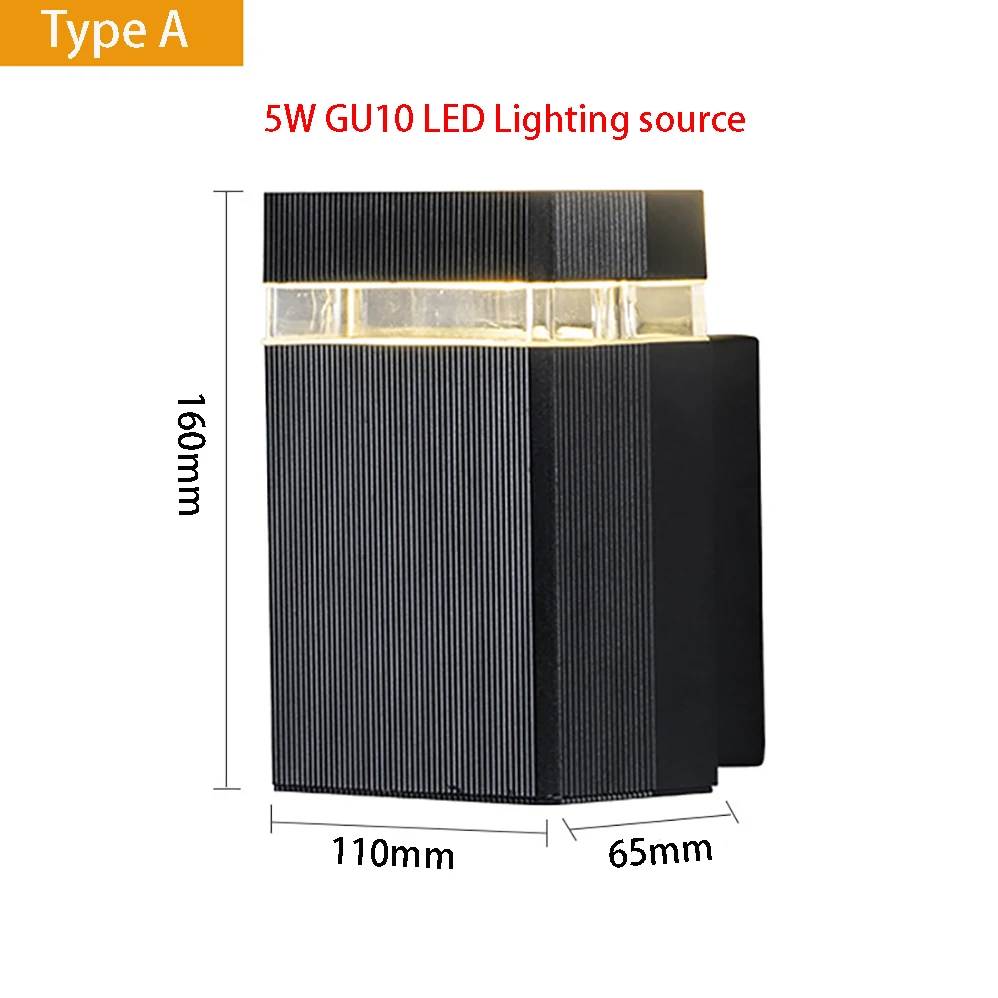 LED Wall Lamp AC85-265V GU10 LEDs Modern Minimalist Style Indoor/Outdoor IP65 Waterproof Lamp with 3 Years Warranies