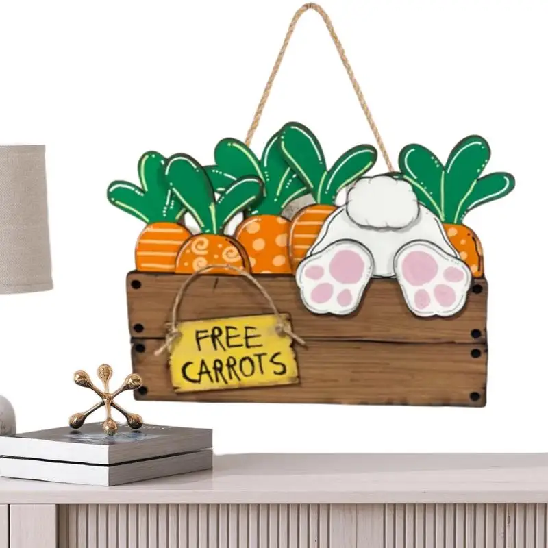 Easter Welcome Sign Bunny Spring Wall Hanger Rustic Adorable Water Resistant Durable Anti Fade Happy Easter Door Hanger Front