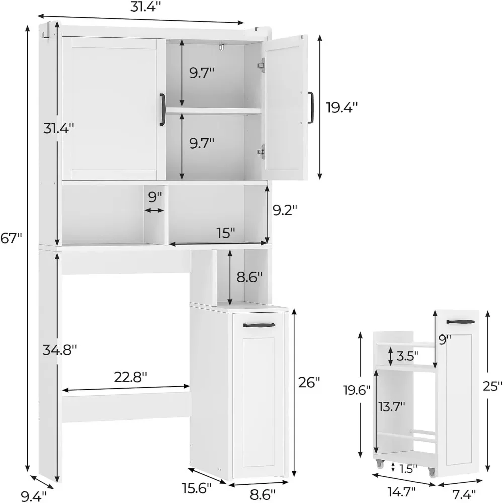 Compact Over-the-Toilet Storage Unit with Adjustable Shelf and Open Storage for Bathroom Efficiency