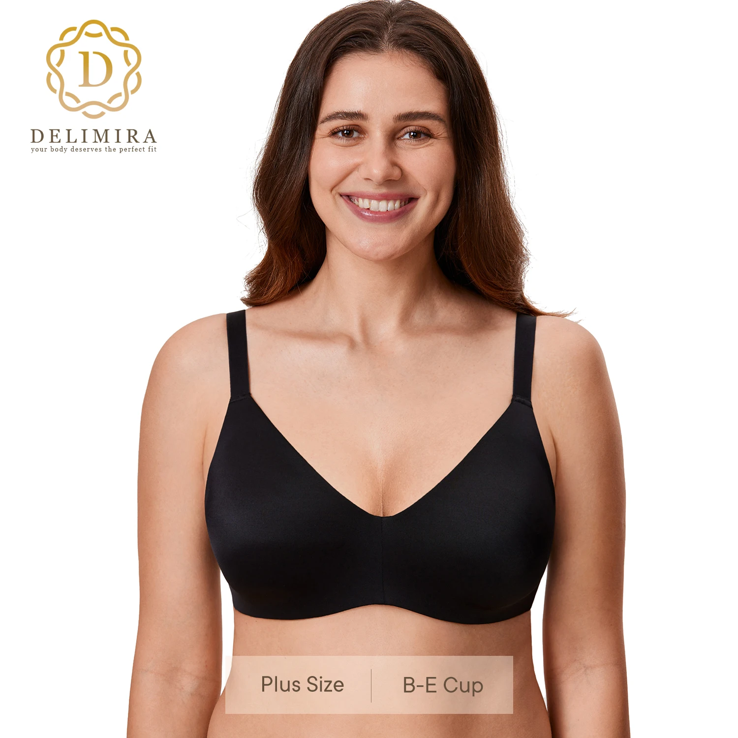 DELIMIRA Women's Minimizer Bras Seamless Plus Size Full Coverage Underwire Unlined Bra B C D DD E