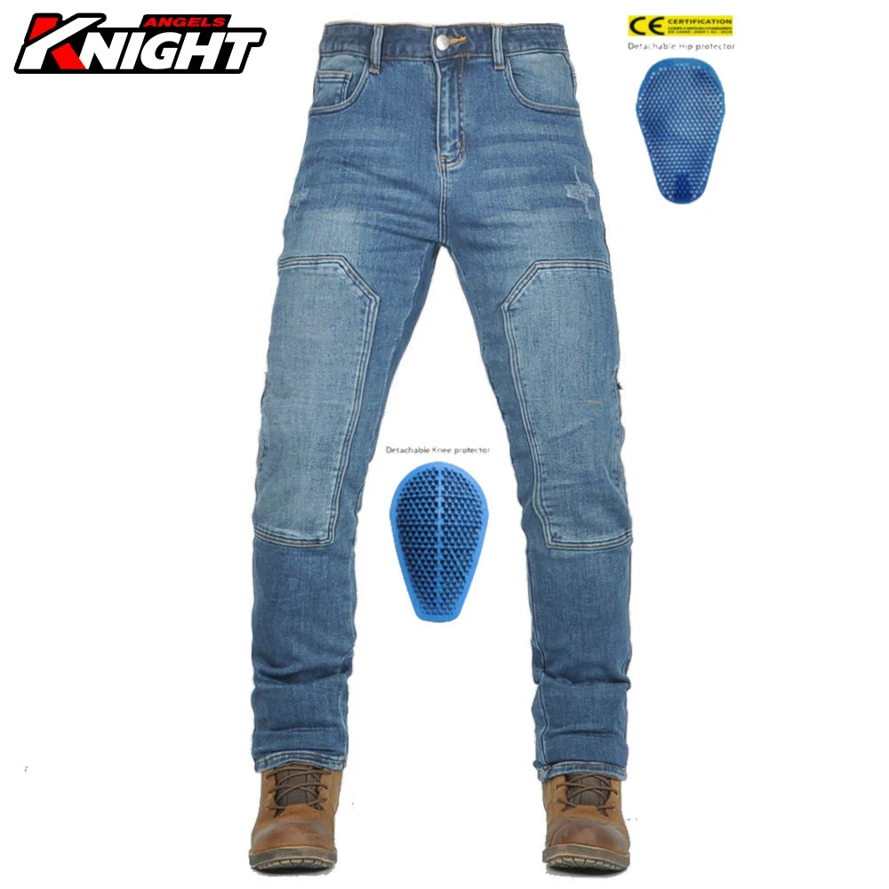 

Men's Motorcycle Pants Casual Workwear Stretch Retro Motorcycle Motorbike Riding Pants Anti-drop with Silicone Protective Gear