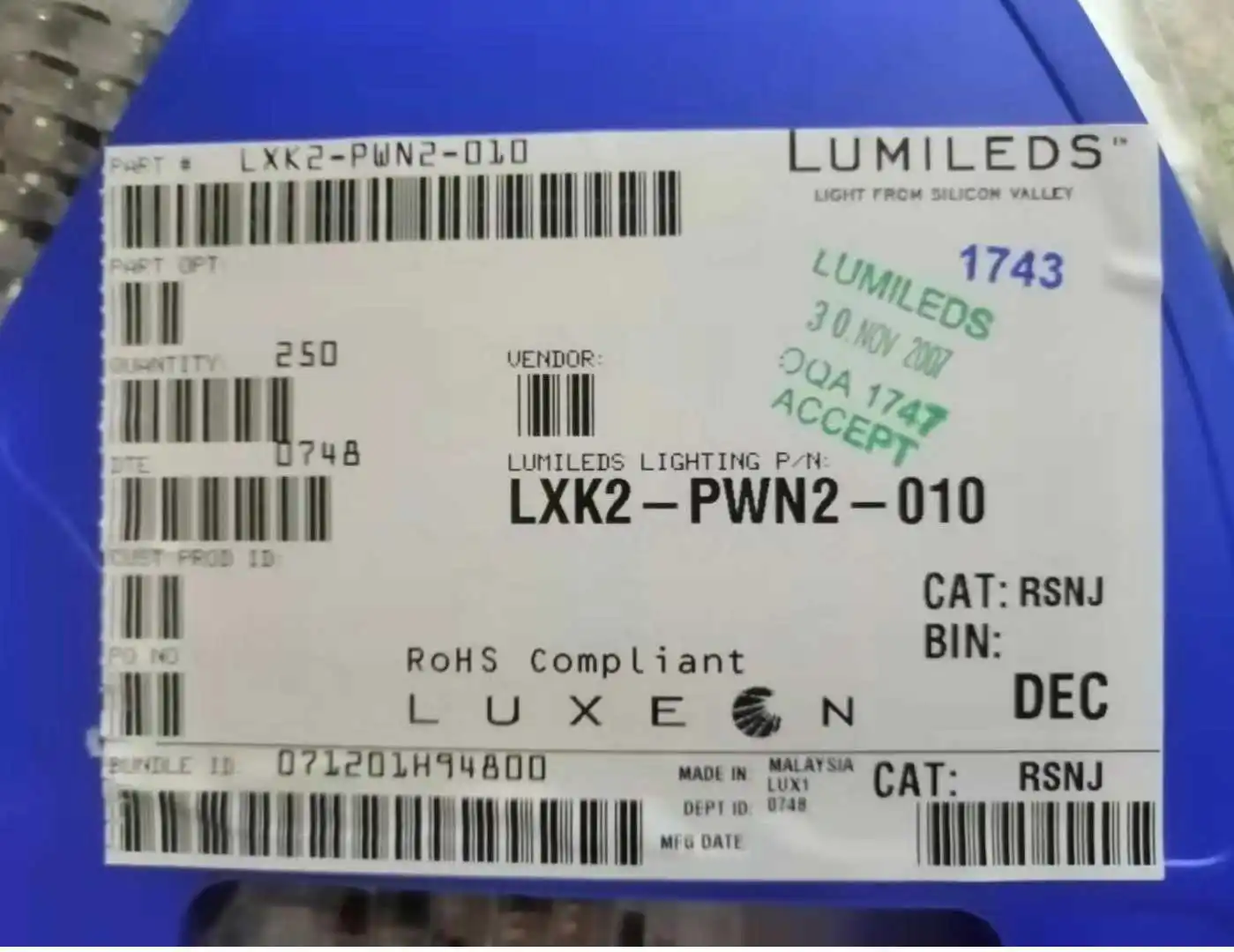 

10 шт./LXK2-PWN2-010 люмен LUXEON K2 1-3 Вт, мощный белый свет