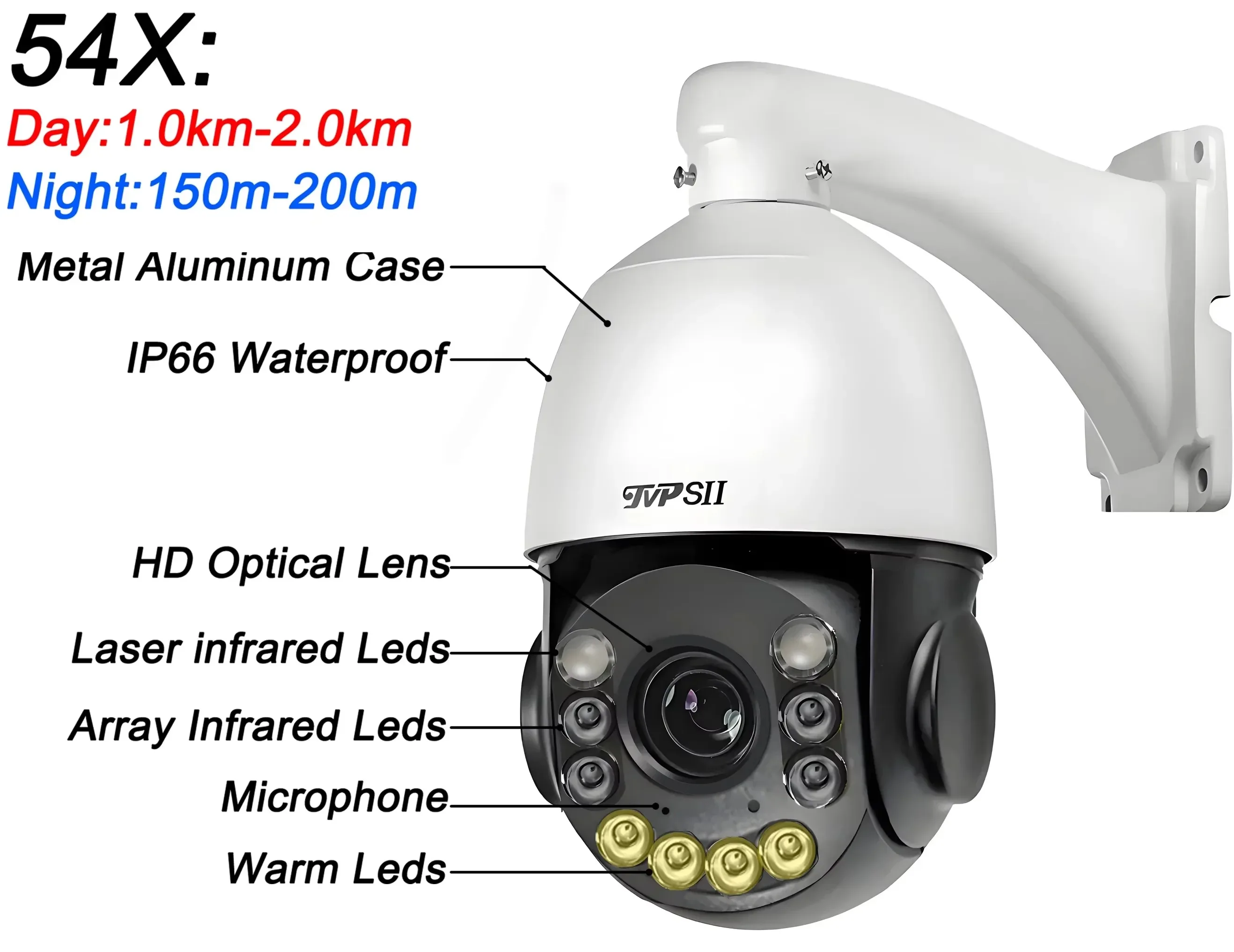 H.265+ Full Color Metal Smart Auto Tracking Cruise 8MP 4K 54X Optical Zoom 360° Audio ONVIF PTZ Speed Dome POE IP Camera view 2