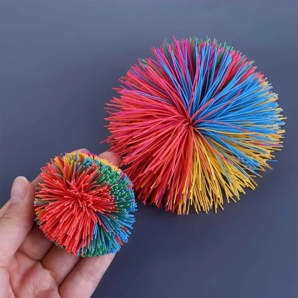 Bolas de brinquedo arco-íris bola alívio do estresse macaco bolas fibrosas bebê elástico bola arco-íris fidget bola sensorial bolas de estresse saltitantes