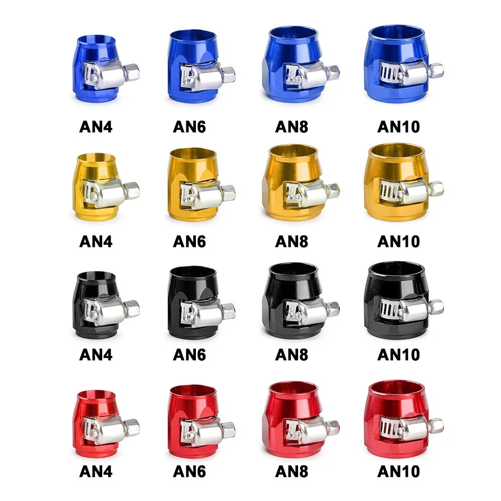 

1lot=2pcs AN4 AN6 AN8 AN10 AN12 Hose Clamp Fuel Pipe Clip Oil Water Tube Hose Connection Fittings Finisher Clamps Hex Finishers