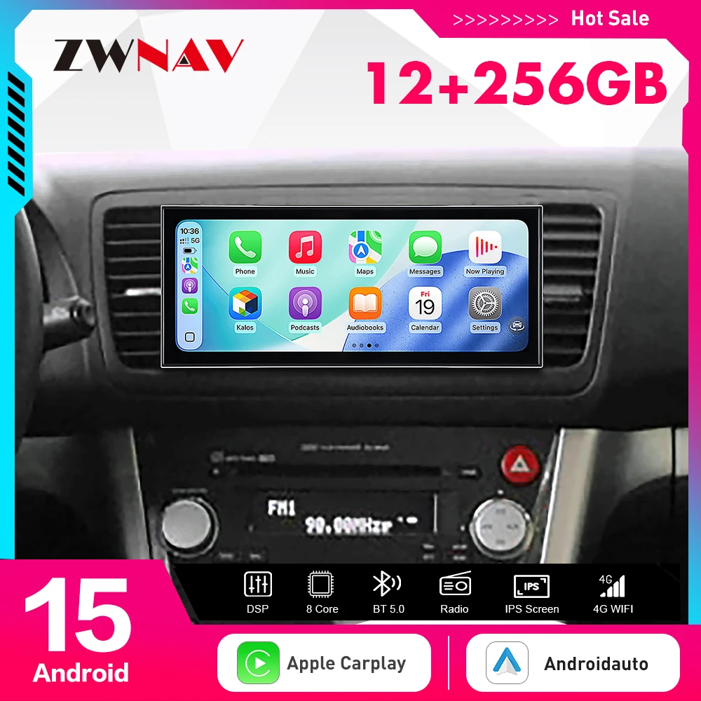 15.8 inch Android 15 Carplay Car Radio Touch Screen For Subaru Legacy Outback 2004-2009 GPS Navigation Multimedia Player Head