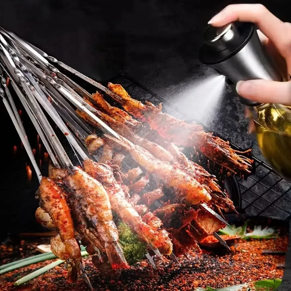 

200ML Stainless Steel Oil Spray Bottle - Reusable Non-Stick Food-Grade for Air Fryer, Kitchen, BBQ - Leak-Proof Mister