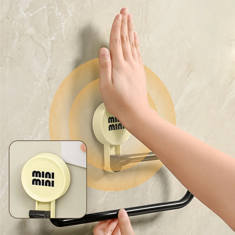 Non Drilling Kitchen And Bathroom Tissue Rack Towel Rack Plastic Film Storage Rack Suction Cup Wall Mounting Rack