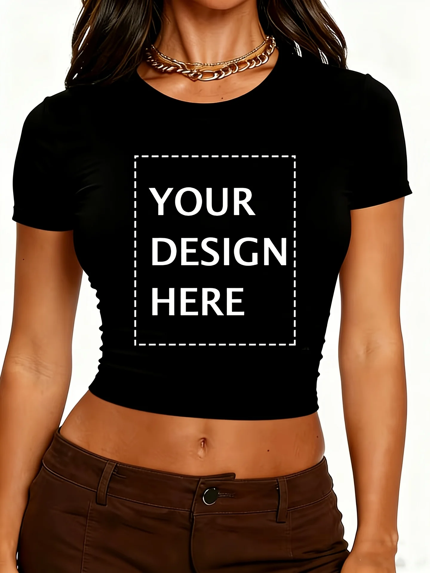 Party Custom Logo Picture Personalized Women's Crop T-Shirts Tight Cotton T Shirt Summer O-Neck Streetwear Y2K Beach Clothes