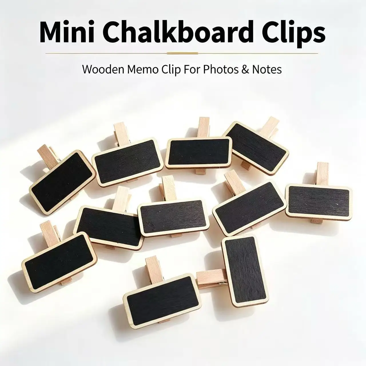 Small Rectangular Mini Chalk Board With Wooden Clip Reusable Blackboard Tag For Table Markers Gift Jar Decor