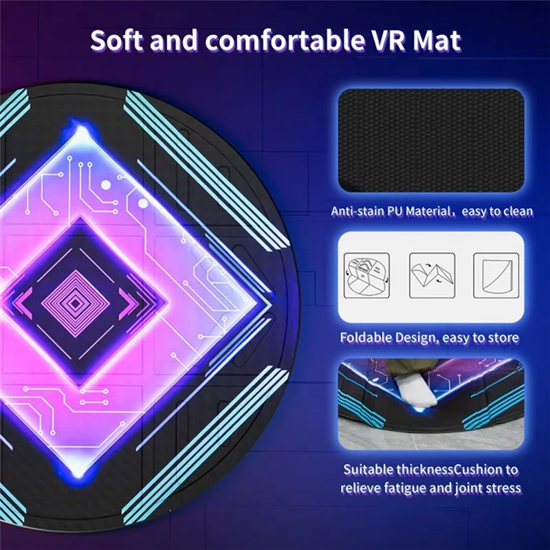 حصيرة VR قابلة للطي لـ Meta Quest 3/Vision Pro، حصيرة كبيرة مستديرة مضادة للتعب، حصيرة أرضية مريحة مضادة للانزلاق