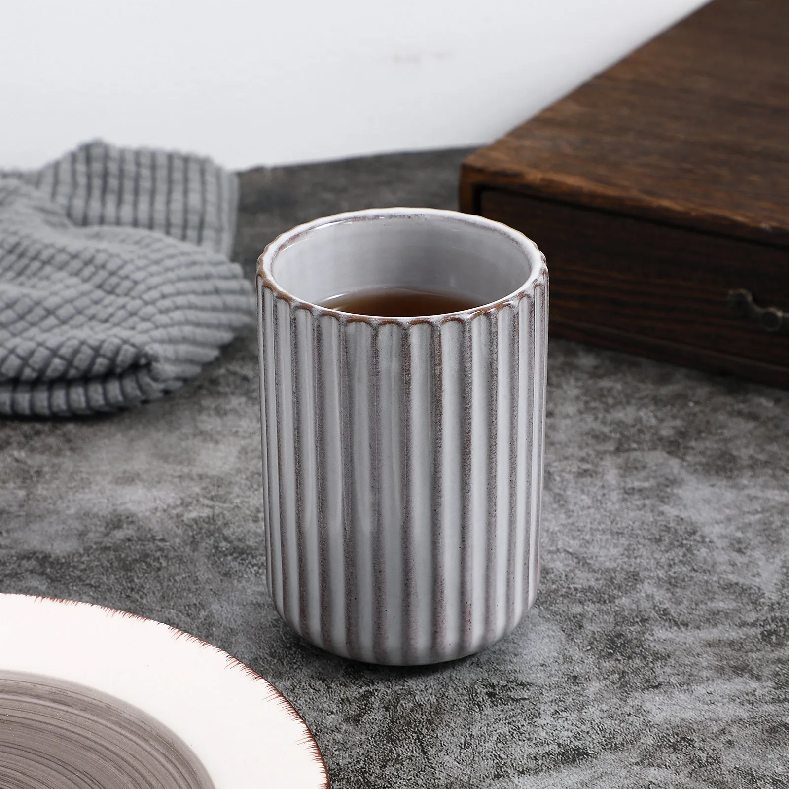 Retro Ceramic Water Mug 300Ml Smooth Surface Compact Lightweight Perfect for Hot Cold Beverages Home Office Use